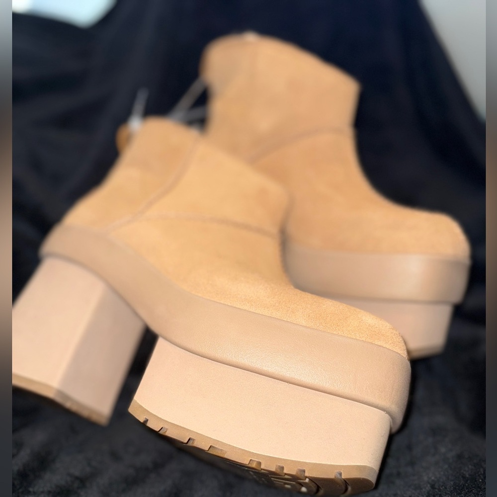 UGG Mini New Heights Platform Boot (Women) Tan Heeled Platform Boots - Picture 8 of 14
